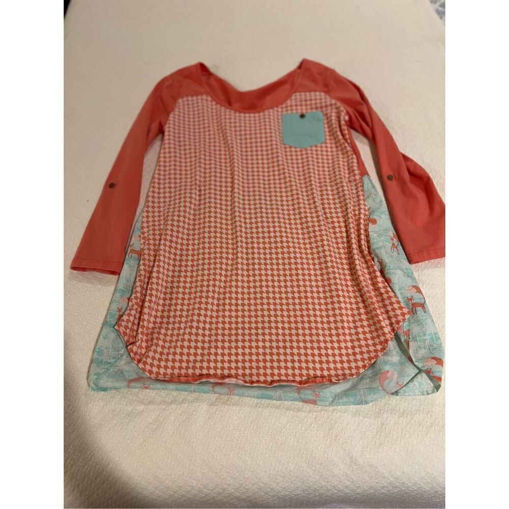 New Seredipity Mommy tunic tops blue orange fox size XL